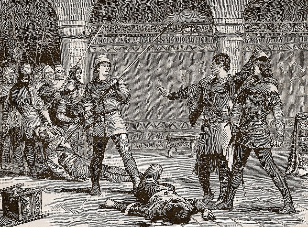 Marcel és a francia Dauphin, illusztráció a Cassells Illustrated History of Englandből (szépia fotó) alkotó: English School