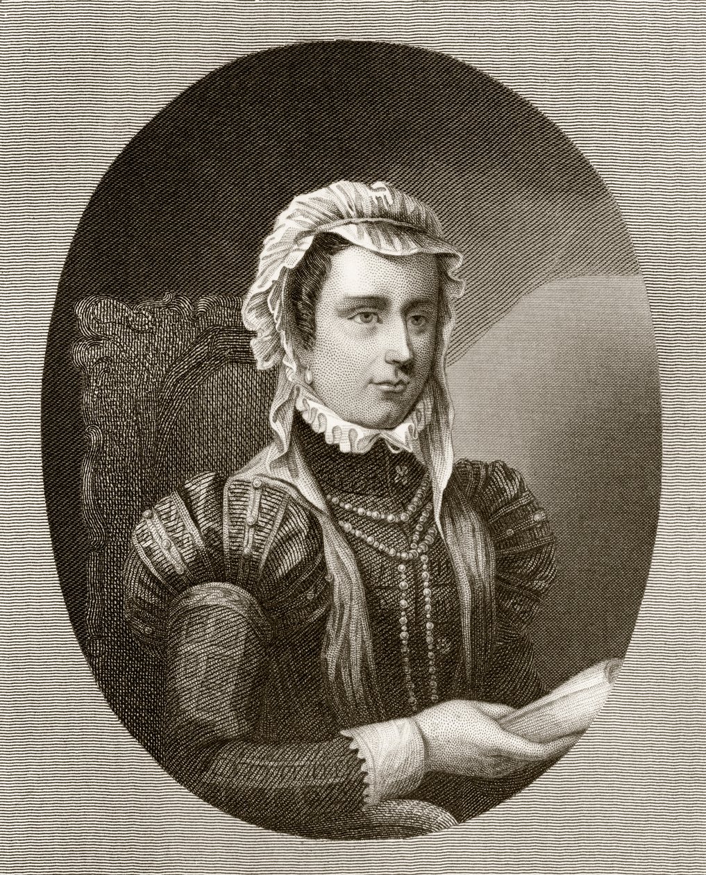 Margit, Párma hercegnője, „II. Fülöp uralkodásának története” című könyvéből, 1855-ben alkotó: English School