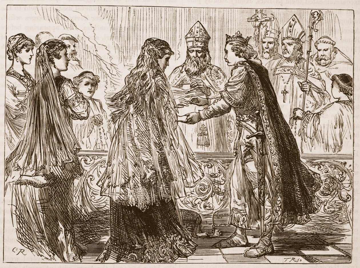 I. Henrik és Matilda házassága, illusztráció a Cassells Illustrated History of Englandből (szépia fotó) alkotó: English School