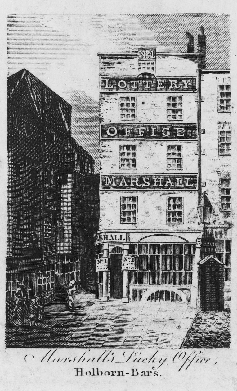 Marshall Lucky Office Holborn-Bars, 1817 körül (metszet) alkotó: English School