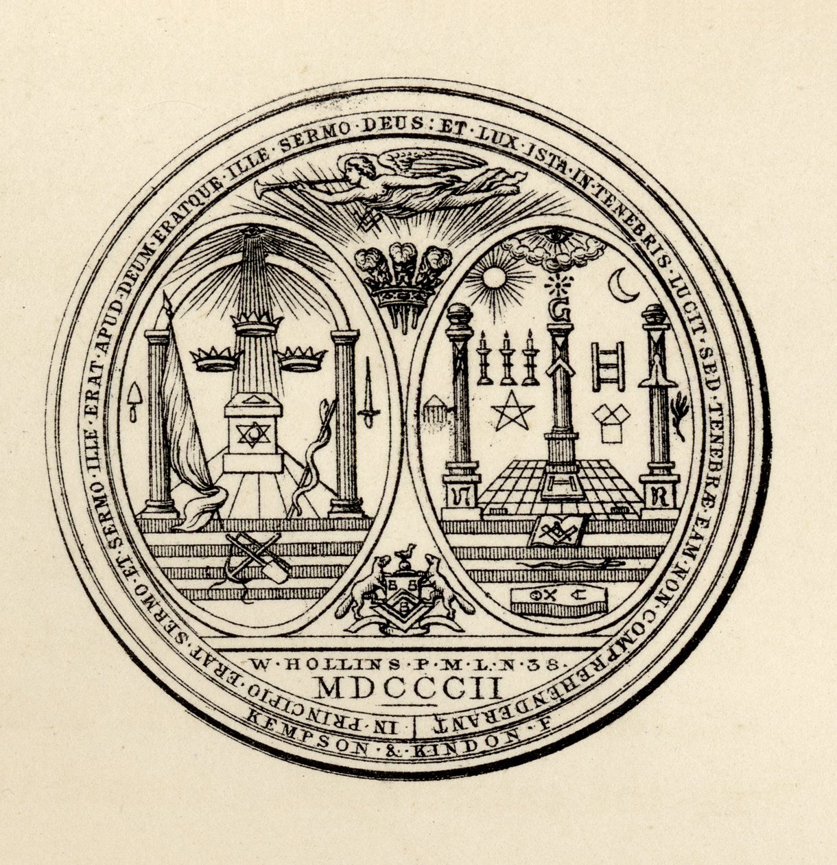Szabadkőműves pecsét, 1802, „The History of Freemasonry, III. kötet”, Thomas C. Jack kiadója, London, 1883 alkotó: English School