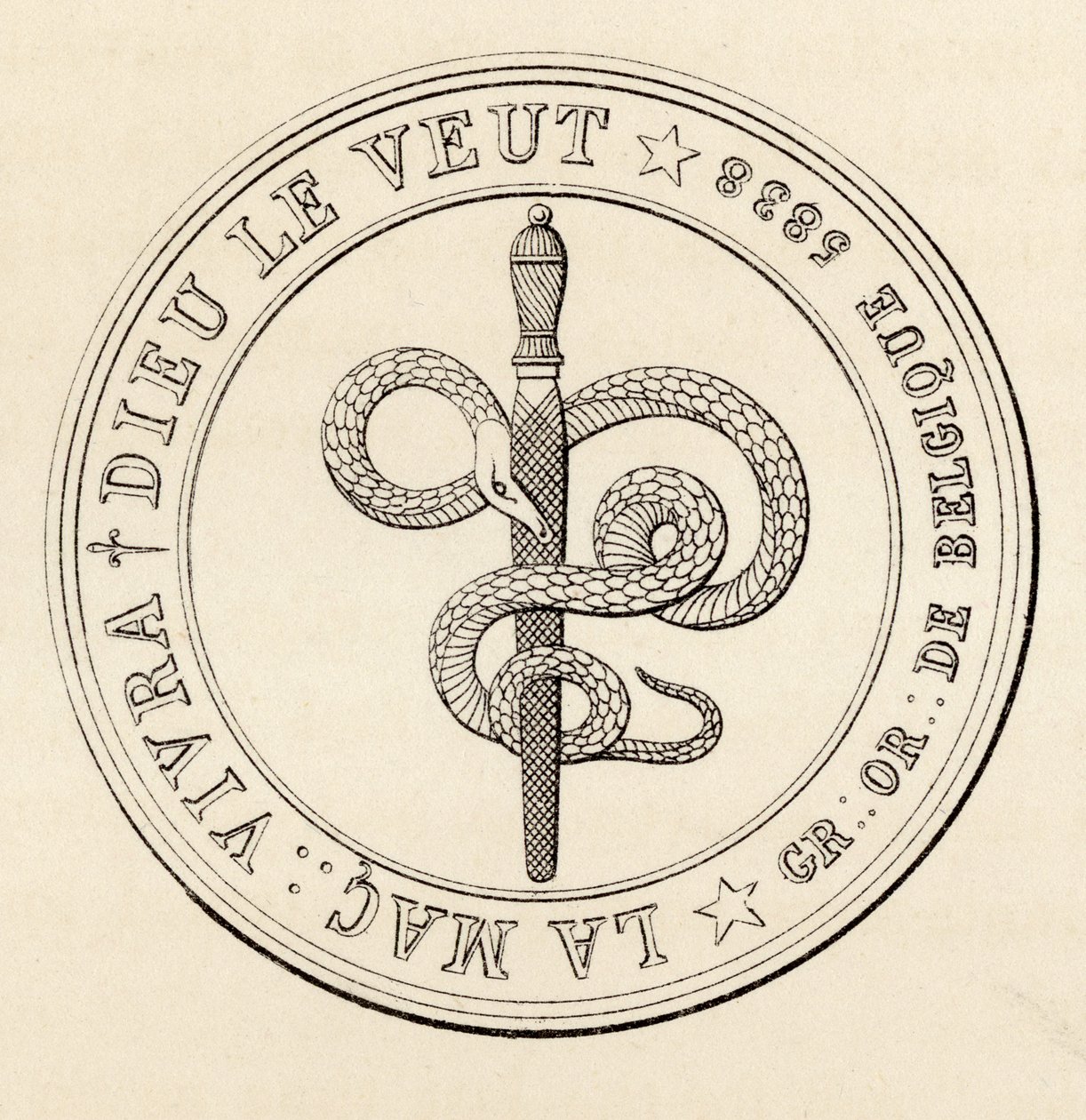 Szabadkőműves pecsét, a "The History of Freemasonry, III. kötet"-ből, kiadta Thomas C. Jack, London, 1883. alkotó: English School