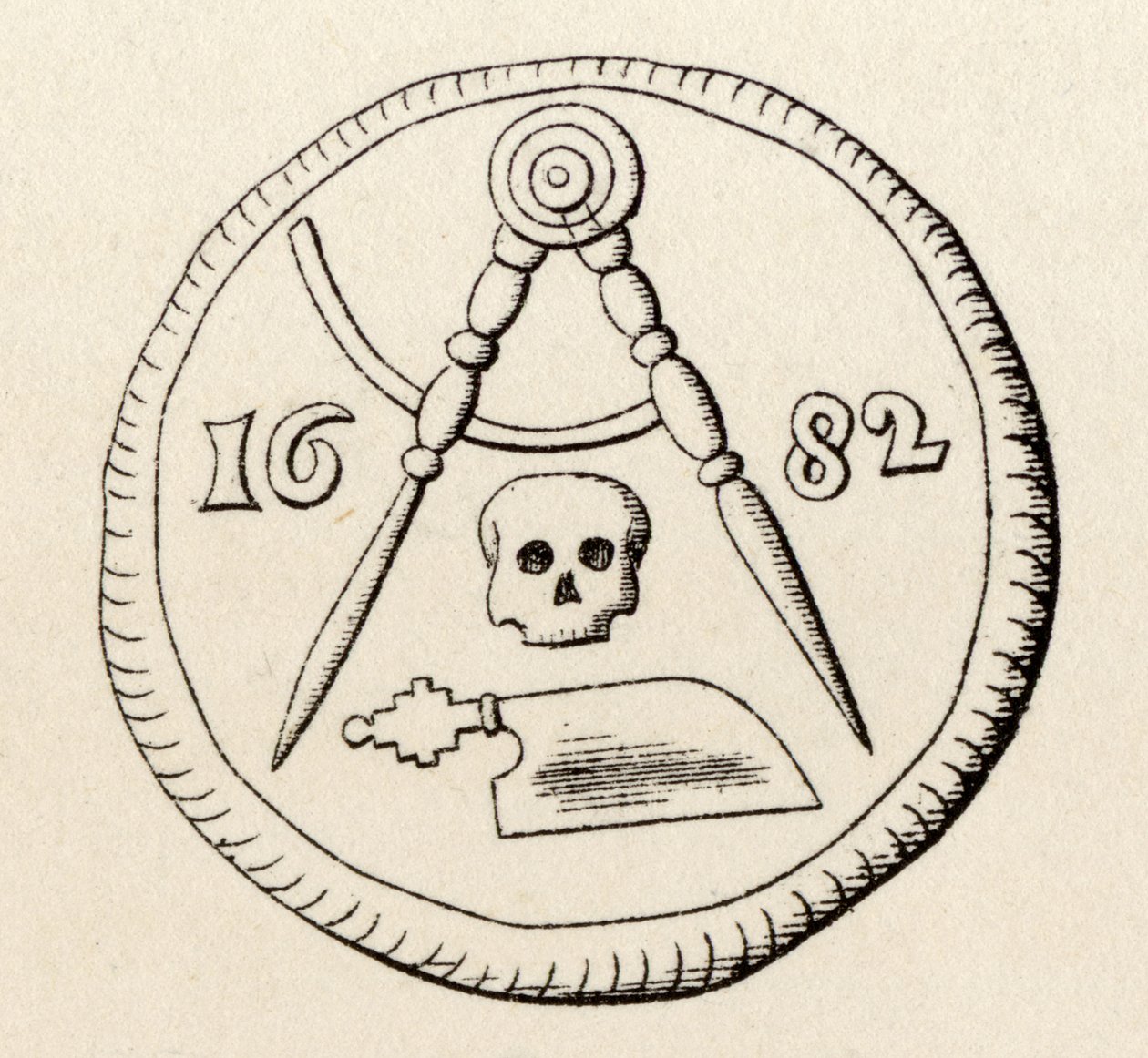 A Maestricht Carpenters szabadkőműves pecsétje, 1682-ben, a „The History of Freemasonry, II. kötet”-ből, Thomas C. Jack kiadója, London, 1883 alkotó: English School