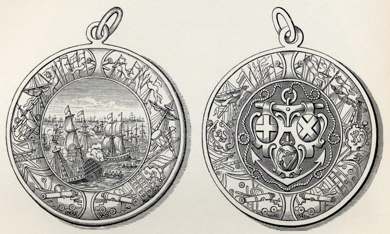 Robert Blakes admirális hollandok felett aratott 1653-as győzelmeinek emlékére, J. R. Greentől: Az angol nép rövid története, 1893. alkotó: English School