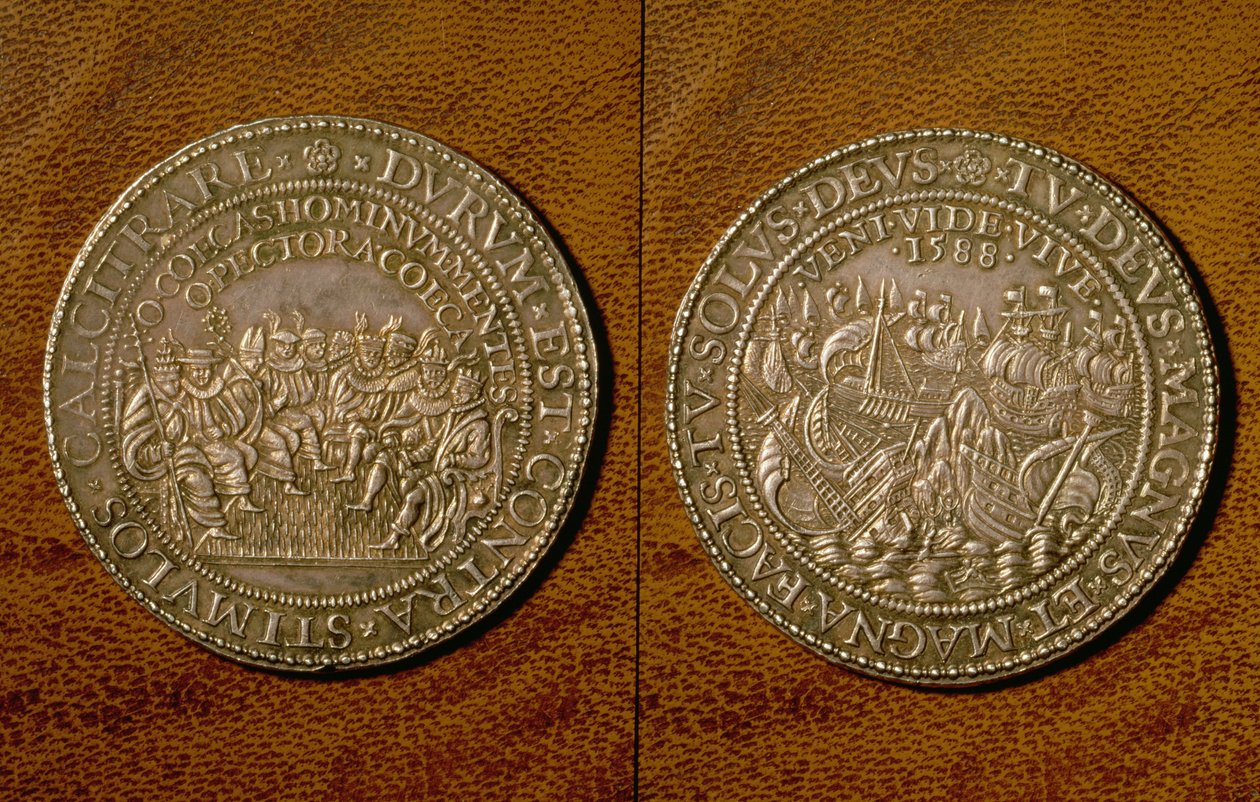 Érem a spanyol armada vereségének emlékére, 1588 (ezüst) alkotó: English School