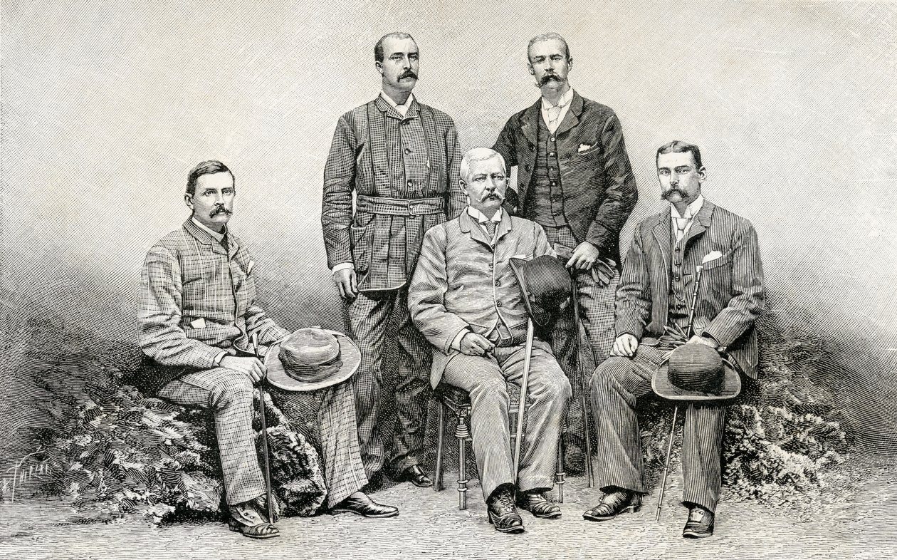 Sir Henry Morton Stanley Emin pasa segélyexpedíciójának tagjai, 1890 (fametszet) alkotó: English School