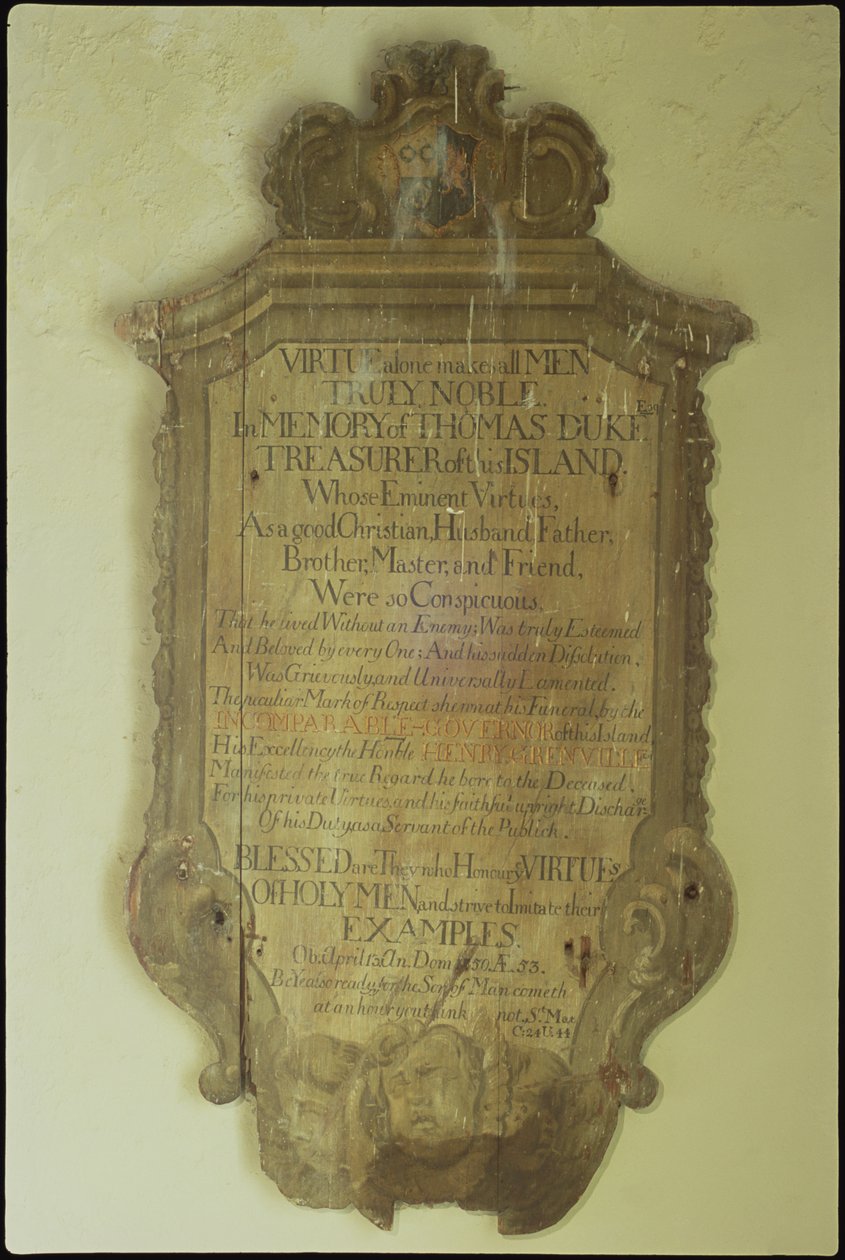 Thomas Duke emlékműve, 1750 (festett fa) alkotó: English School