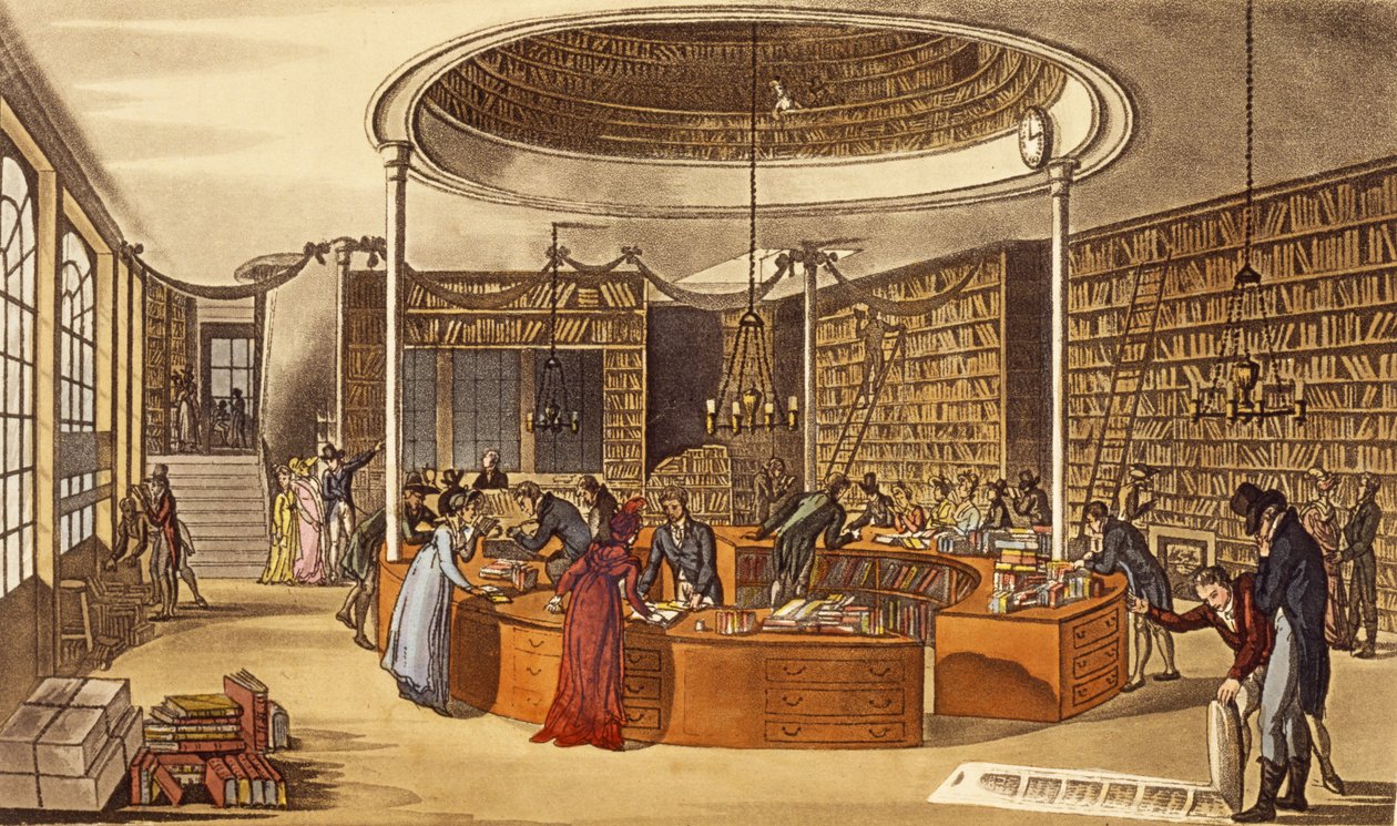 Lackington Allen és Társa urak, 1809, Booksellers Temple of the Muses, Finsbury Square, Ackermanns Repository of Arts, Literature, Commerce, Manufacture, Fashions and Politics, pub. 1809 (hand-co alkotó: English School