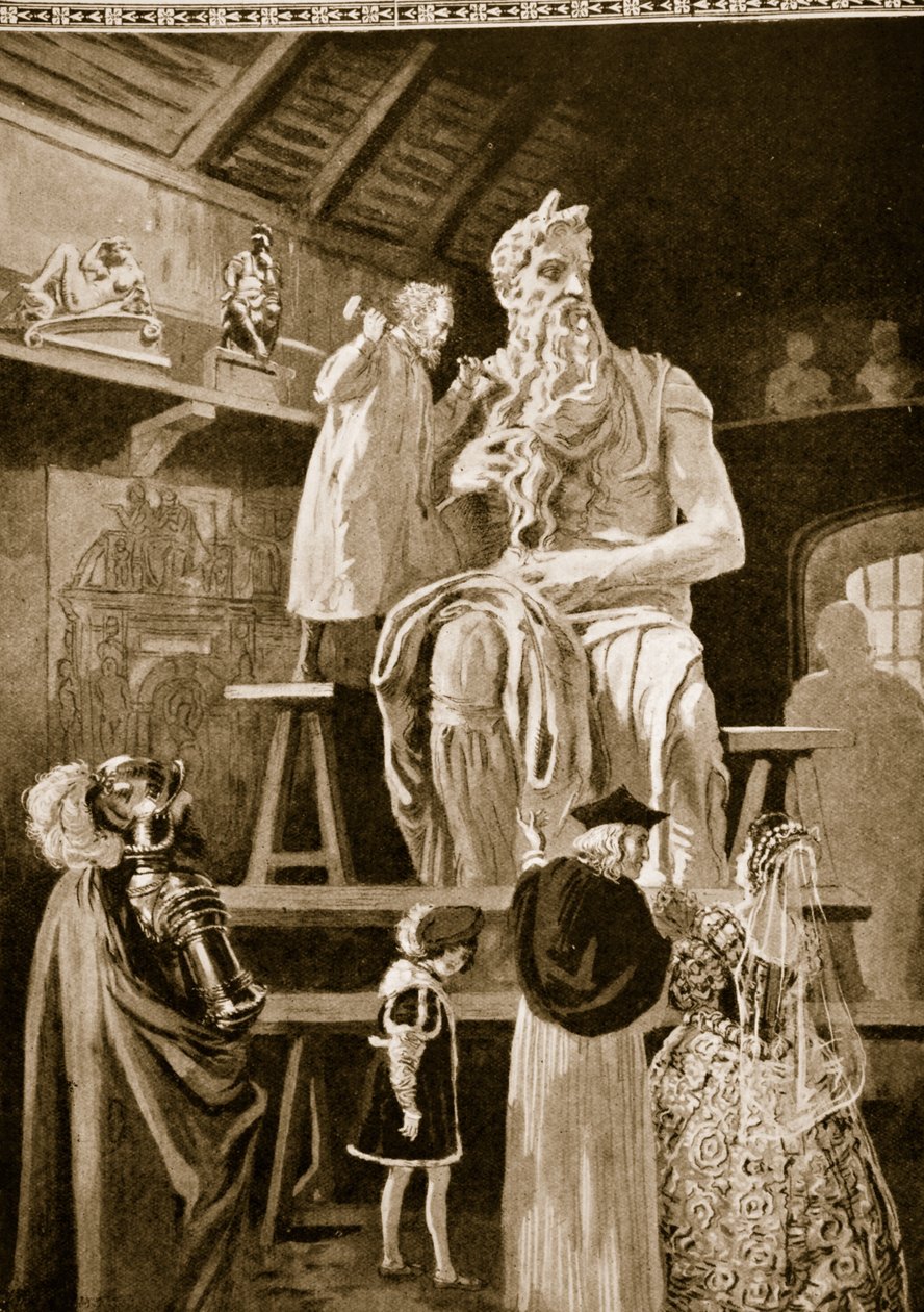 Michelangelo megalkotta Mózes kolosszális szobrát alkotó: English School