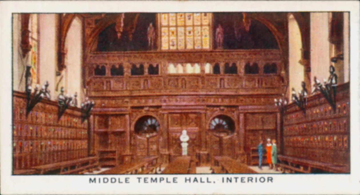 Middle Temple Hall, belső tér (színes litográfia) alkotó: English School