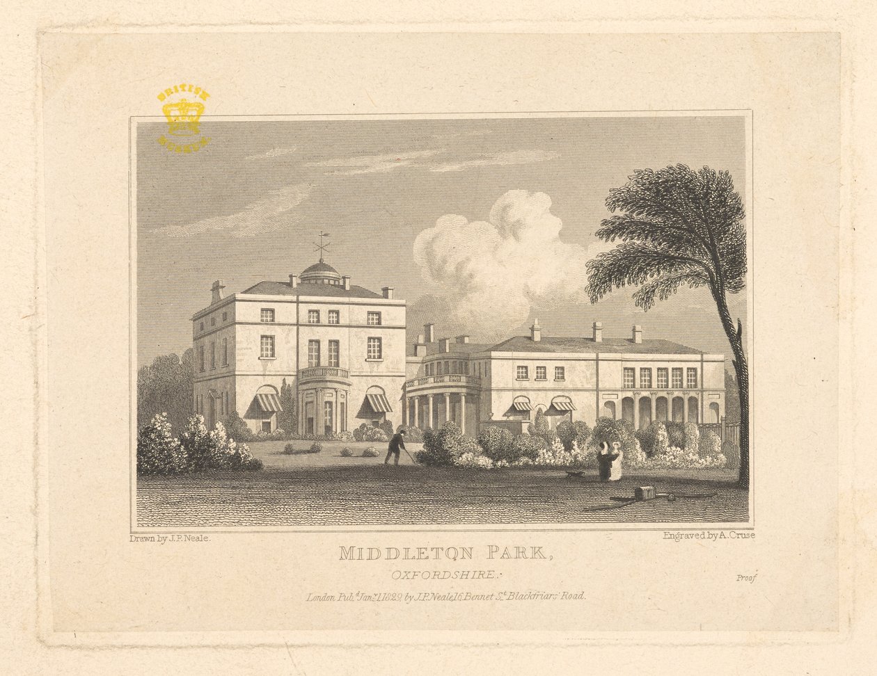 Middleton Park, Oxfordshire, „Kilátások a nemesek és urak székhelyére Angliában, Walesben, Skóciában és Írországban. L.P. alkotó: English School