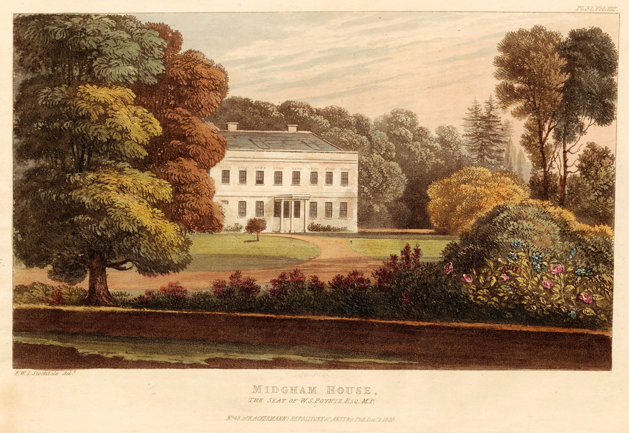 Midgham House, a W.S. székhelye Poyntz, Esq., M.P., pub. 1826. alkotó: English School