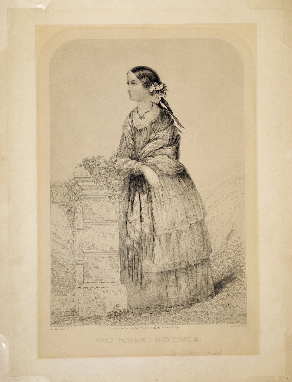 Miss Florence Nightingale: A katonák barátja, Elston, metszett T.H. Ellis, kocsma. Írta: Ellis, 51. Jewin Street, City of London, 1856. május 1 alkotó: English School