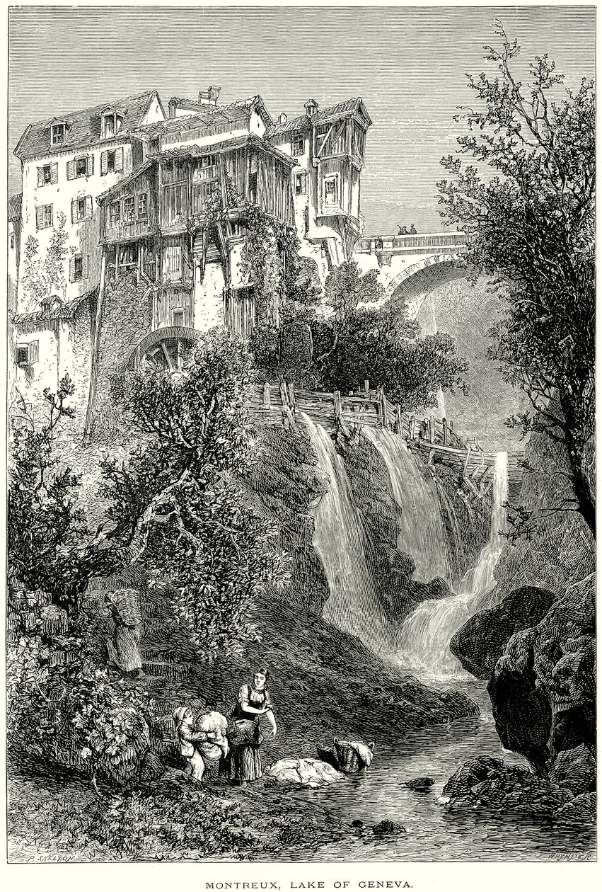 Montreux, Genfi-tó (metszet) alkotó: English School