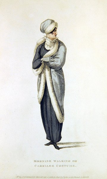 Reggeli, séta- vagy kocsikosztüm, divattányér az Ackermann