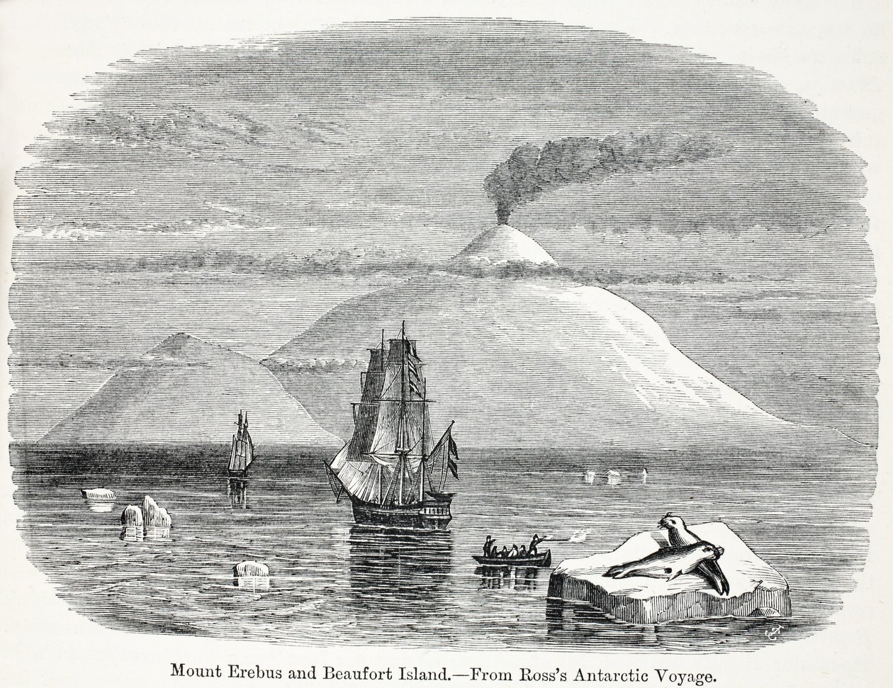 Az Erebus-hegy és a Beaufort-sziget a Rosss Antarktic Voyage-ból alkotó: English School