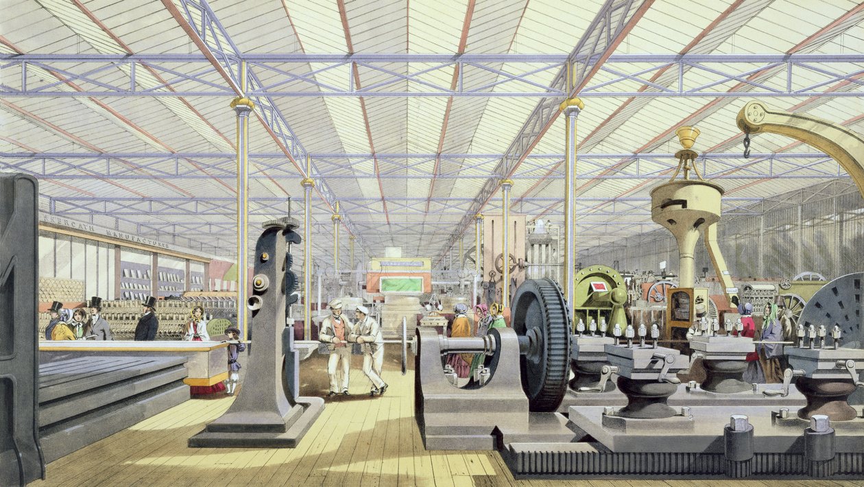 Moving Machinery, a Dickinsons Comprehensive Pictures of the Great Exhibition of 1851-ből, 1854-ben megjelent alkotó: English School