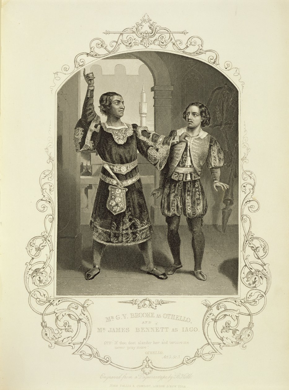 Mr G. V. Brooke mint Othello és James Bennett mint Iago, III. felvonás 3. jelenet, William Shakespeare (1564-1616) Othello című filmjében alkotó: English School