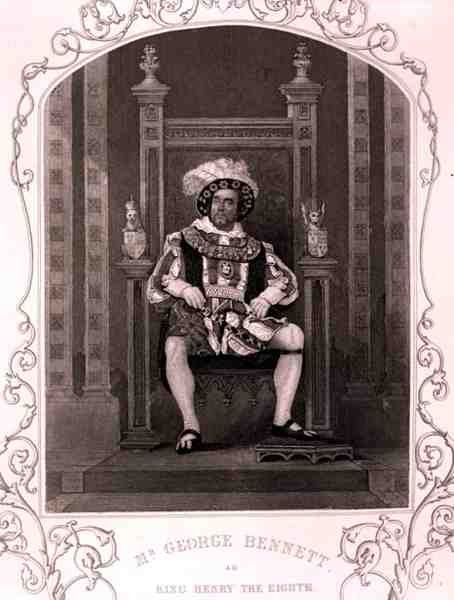 George Bennett úr Nyolcadik Henrik király szerepében William Shakespeare (1564-1616) drámájában (metszet) alkotó: English School