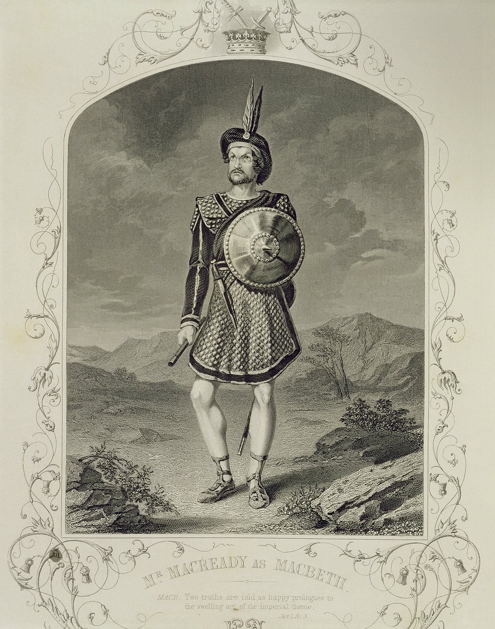 Mr Macready mint Macbeth, I. felvonás 3. jelenet William Shakespeare (1564-1616) drámájában alkotó: English School
