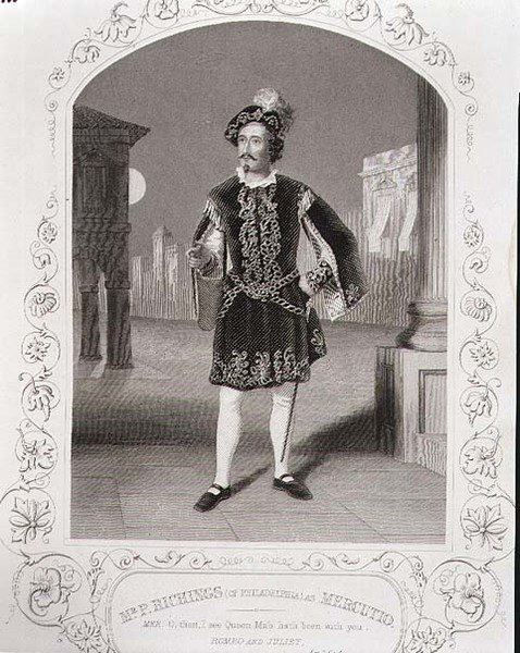 Mr. P. Ritchings (philadelphiai) mint Mercutio, a „Rómeó és Júlia” I. felvonás 4. jelenete, egy dagerrotípiából, kocsmából. szerző: John Tallis & Co. (litho) alkotó: English School