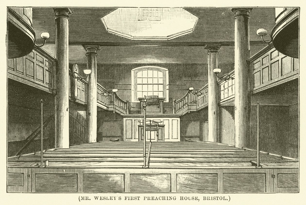 Wesley úr első prédikálóháza, Bristol (metszet) alkotó: English School