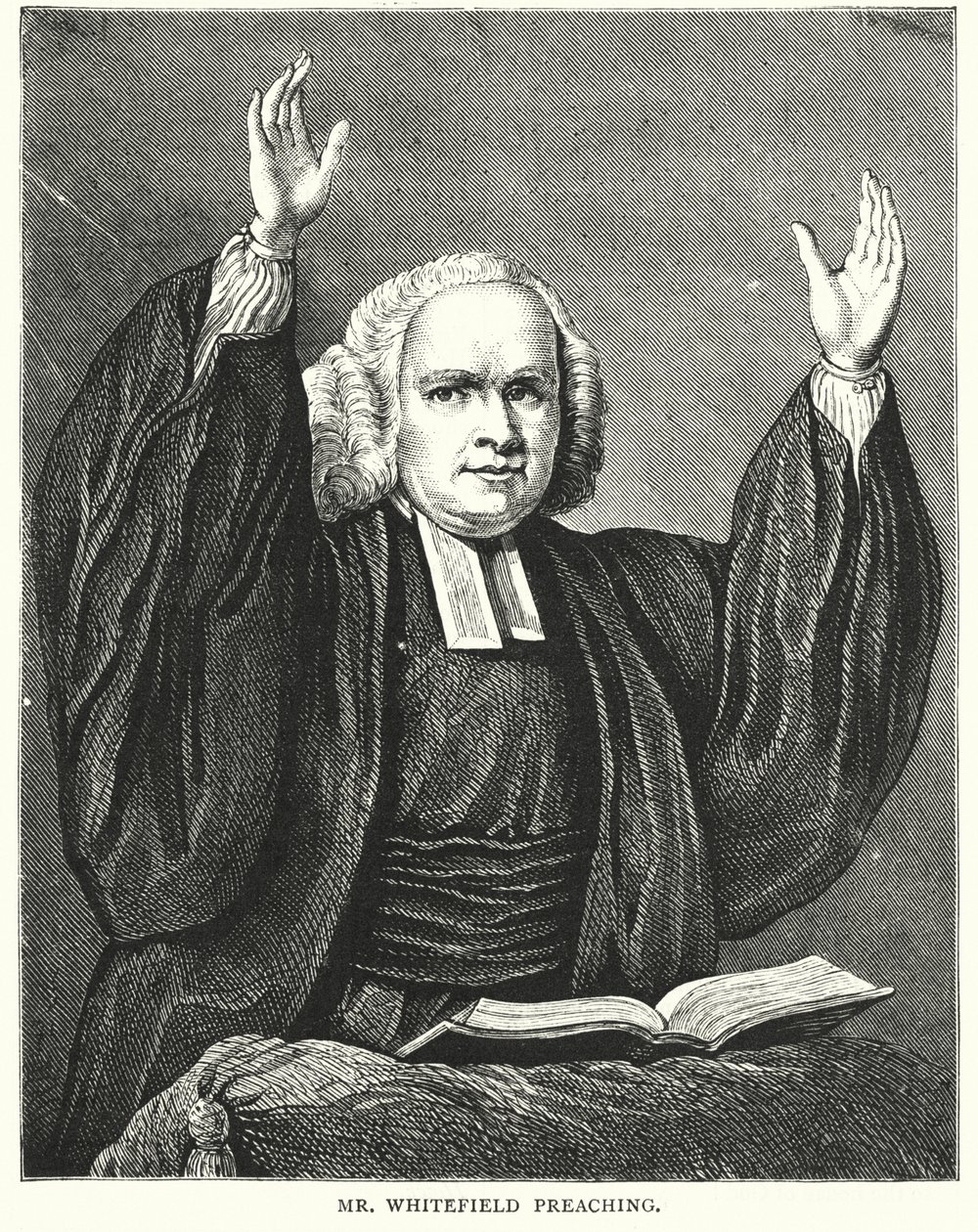 Mr Whitefield prédikál (metszet) alkotó: English School