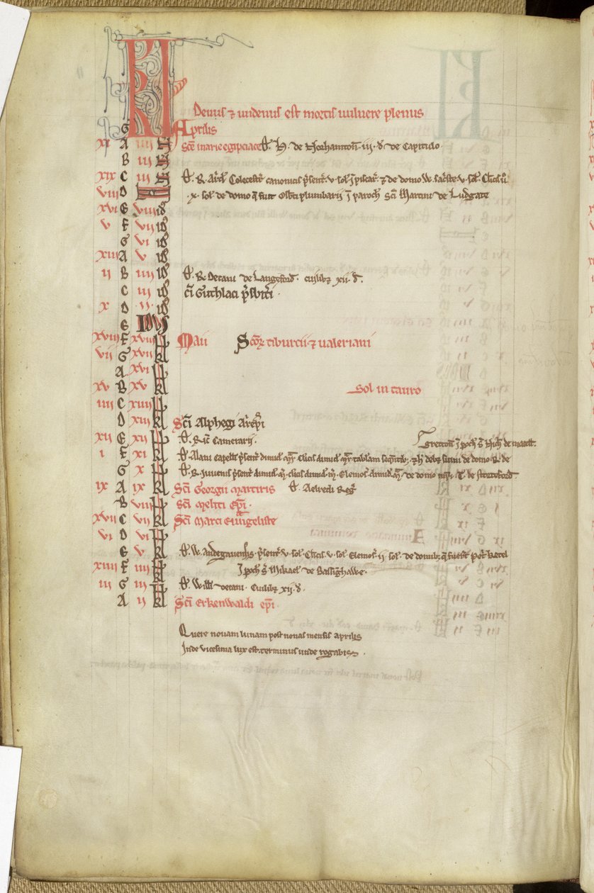 Ms.25512 fol.11v Szentek Napjai, 13. század közepe alkotó: English School