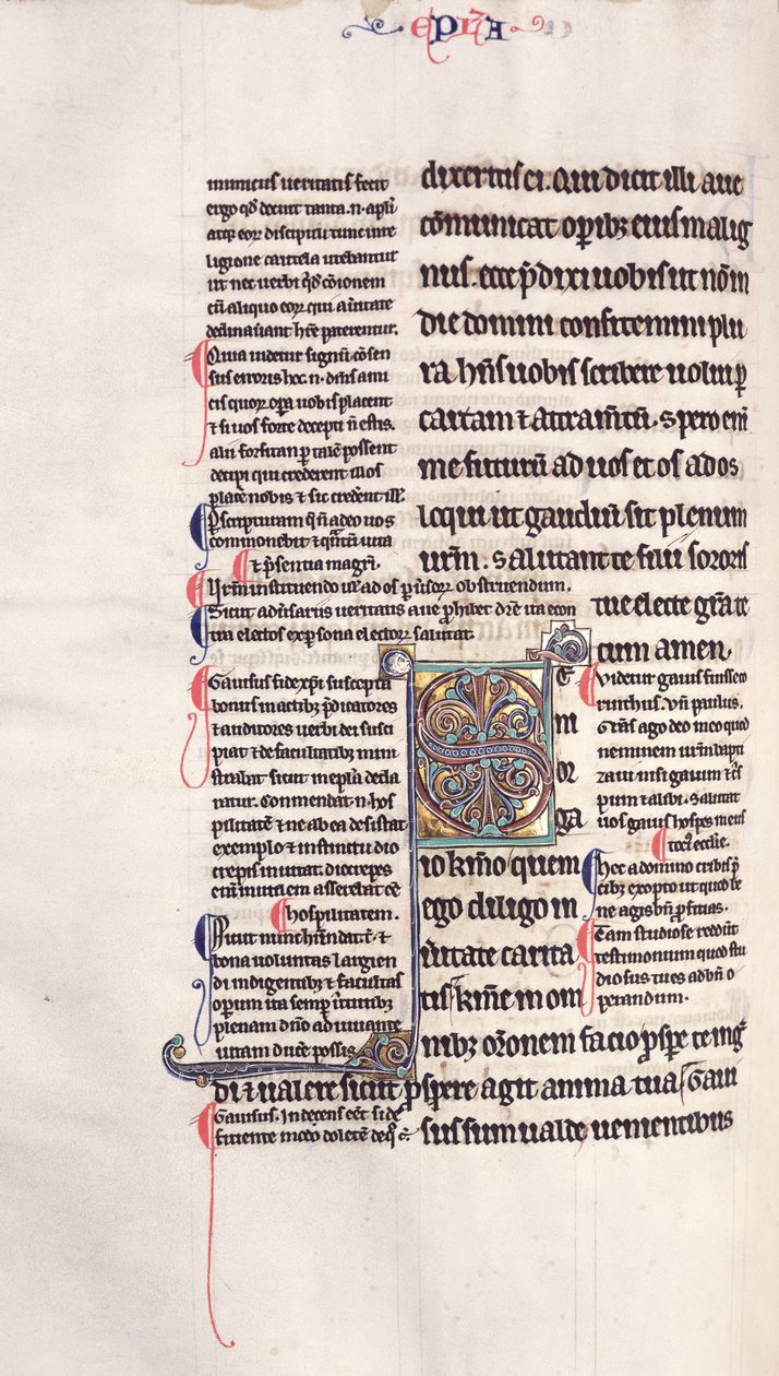 Ms.27, f.132v: Oldal az Újszövetség fényezett másolatából alkotó: English School