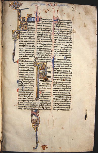 Ms.27, f.1r: Oldal az Újszövetség egy glosszázott példányából (pergamen) alkotó: English School