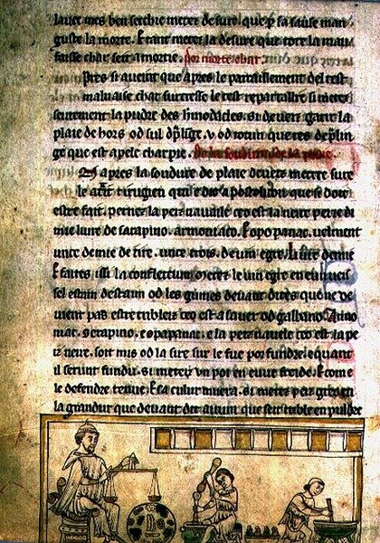 Ms.O.1.20.f.240r Egy patikus műhely, a „De Nominibus Hebraicis”-tól (vellum) alkotó: English School
