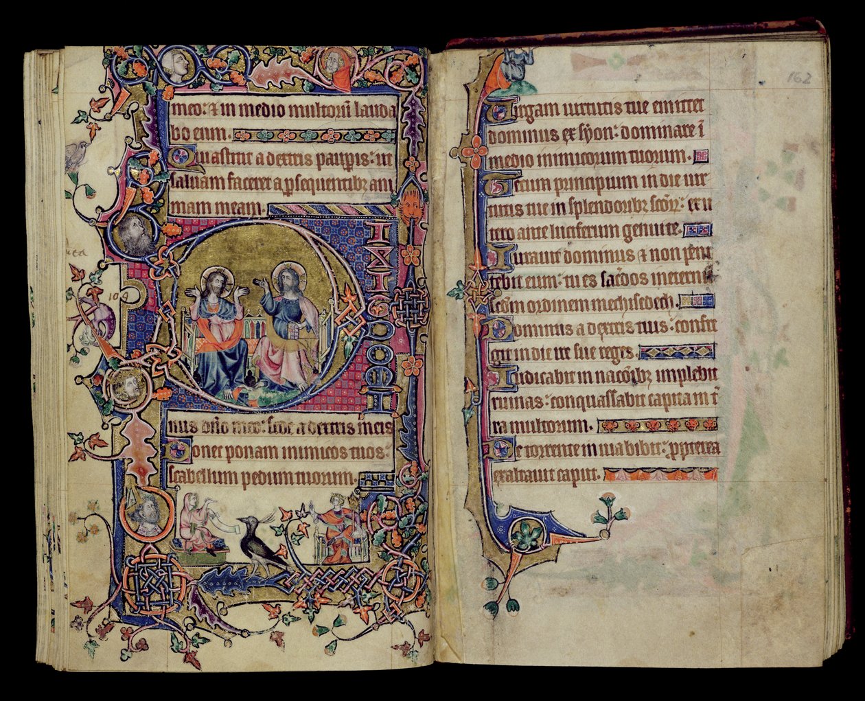 Ms 1-2005, ff.161v-162r: Az Atya és a Fiú, történeti D kezdőbetűje a Macclesfield Zsoltárból, Use of Sarum, East Anglia, 1330 körül alkotó: English School