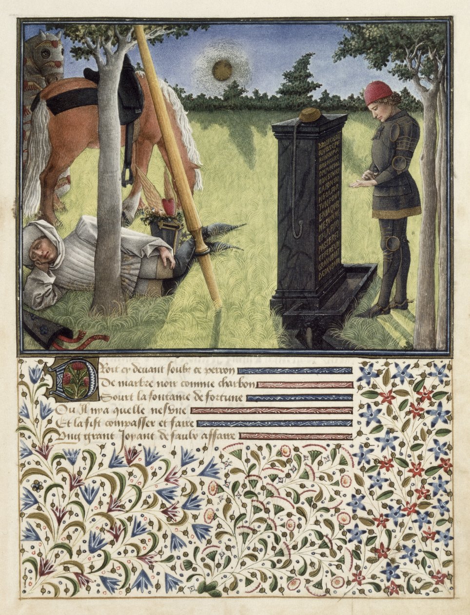 Ms. 2597 Napkeltekor Szív az Elvarázsolt Szökőkút feliratát olvassa, a Livre du Coeur dAmours Espris fakszimile kiadása, Rene dAnjou alkotó: English School