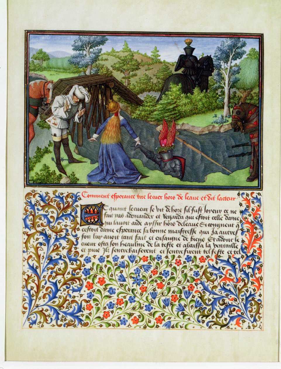 Ms. 2597 Hope Takes Heart of the Tears River, Livre du Coeur dAmours Espris fakszimile kiadása, Rene dAnjou alkotó: English School