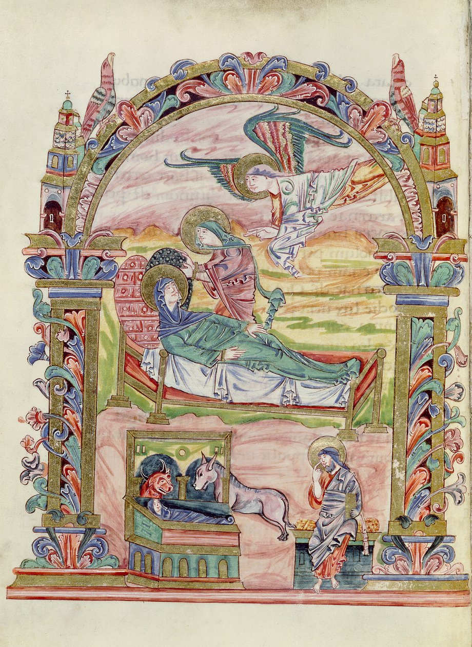 Ms 274 (Y-6) fol.32v Születés, Jumieges Róbert Misekönyvéből, 1016 körül alkotó: English School