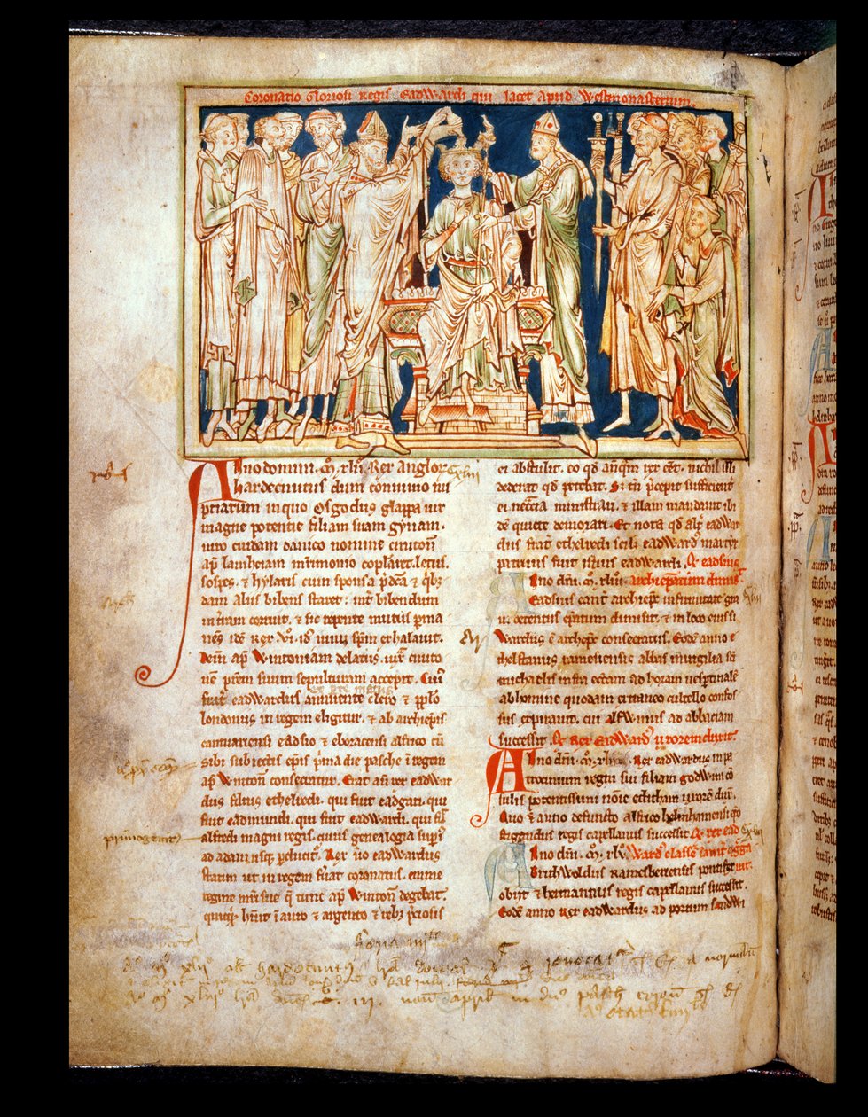 Ms 6712 (A.6.89) fol.115v Edward the Confesor (1004-66) miniatűr a Flores Historiarumból, Matthew Paris, 1250-52 alkotó: English School
