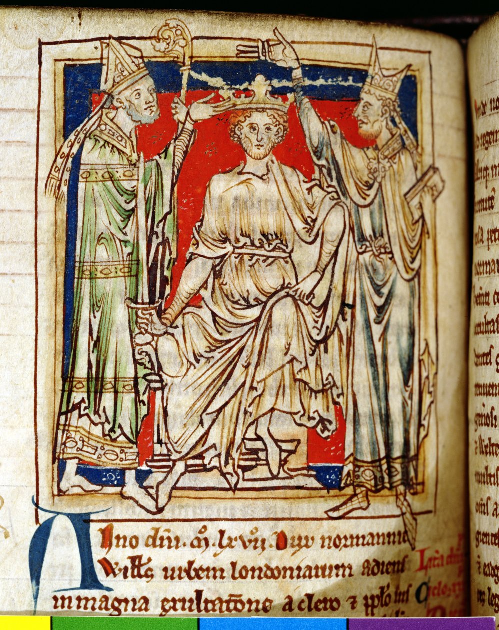 Ms 6712 (A.6.89) fol.123v I. Vilmos (1028-87) a Hódító, miniatűr a Flores Historiarumból, Matthew Paris, 1250-52 alkotó: English School