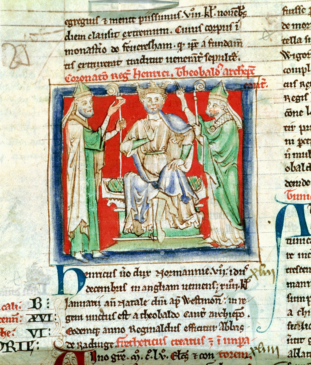 Ms 6712 (A.6.89) fol.135v II. Henrik (1133-89) miniatűr a Flores Historiarumból, Matthew Paris, 1250-52 alkotó: English School