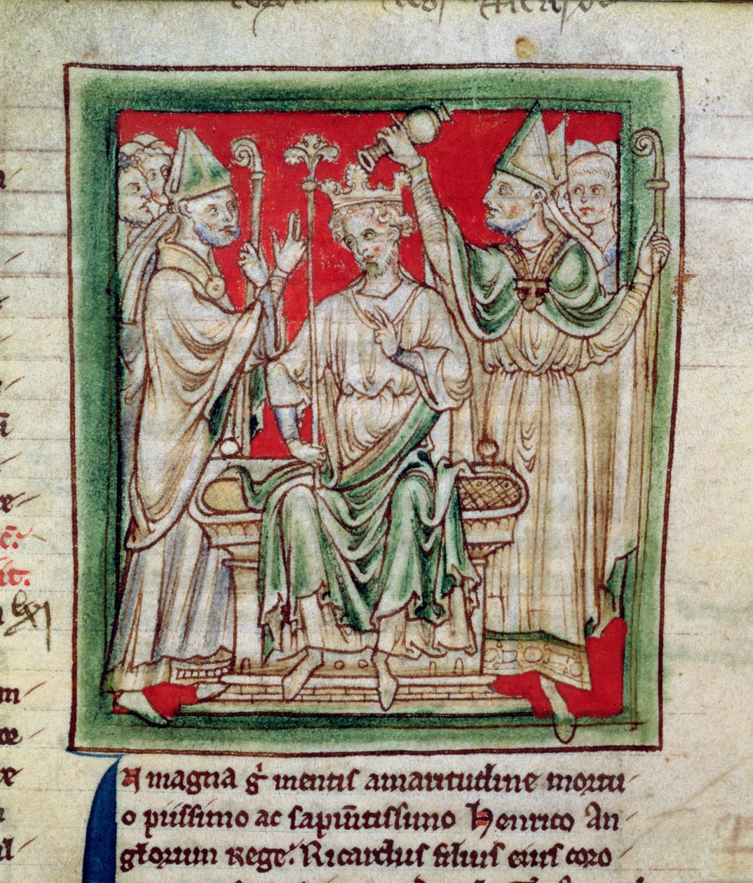 Ms 6712 (A.6.89) fol.141r Richard I (1157-99) miniatűr a Flores Historiarumból, Matthew Paris, 1250-52 alkotó: English School