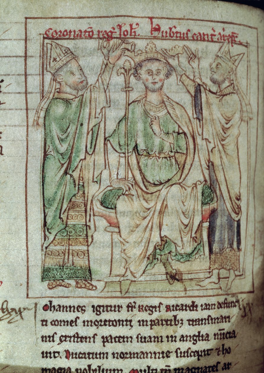 Ms 6712 (A.6.89) fol.144v János király (1167-1216), miniatűr a Flores Historiarumból, Matthew Paris, 1250-52 alkotó: English School
