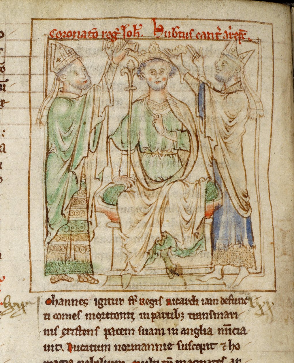 Ms 6712 (A.6.89) fol.144v King John (1167-1216), miniatűr a „Flores Historiarum”-ból, Matthew Paris alkotó: English School