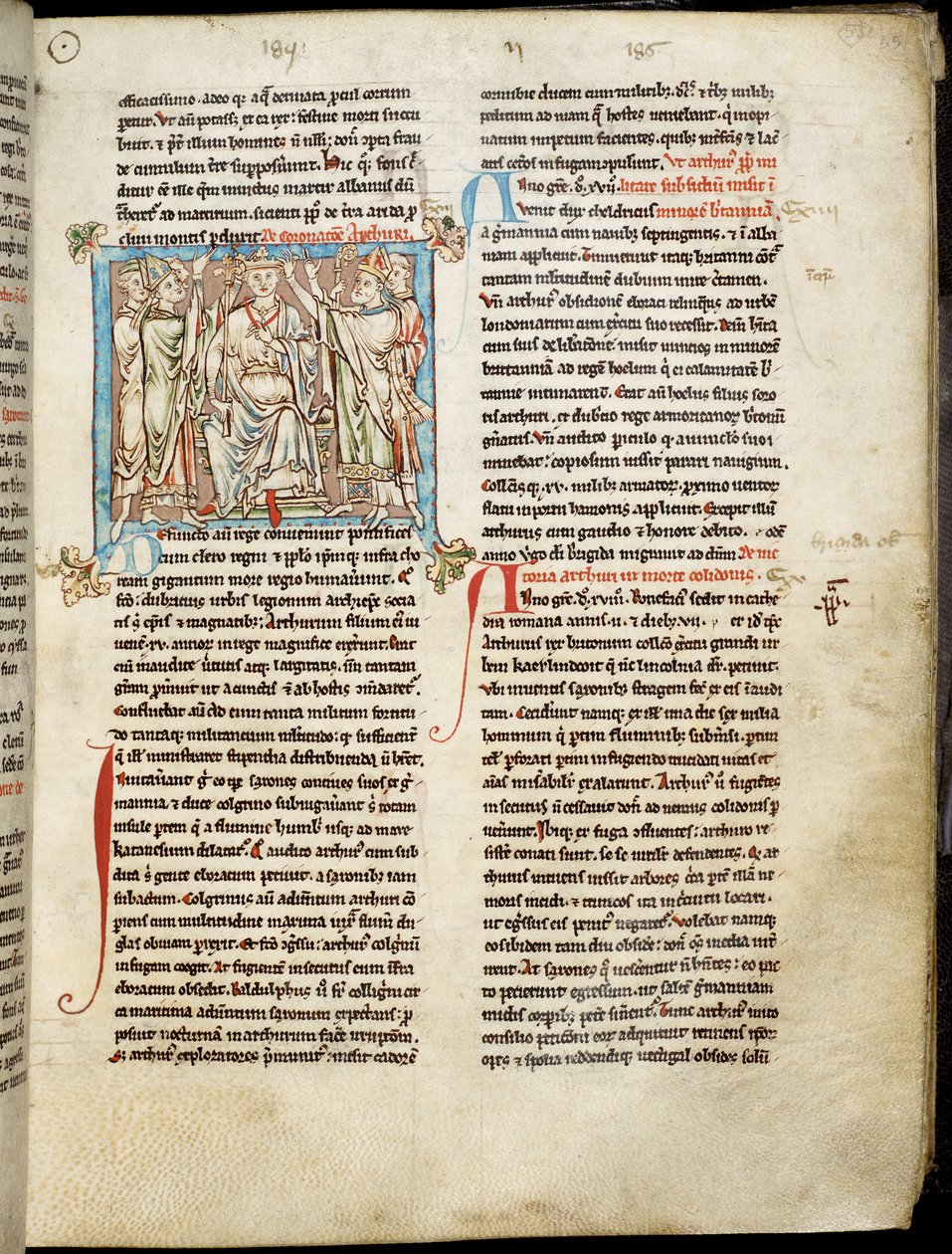 Ms 6712 (A.6.89) fol.53 Arthur király, miniatűr a Flores Historiarumból, Matthew Paris, 1250-52 körül alkotó: English School