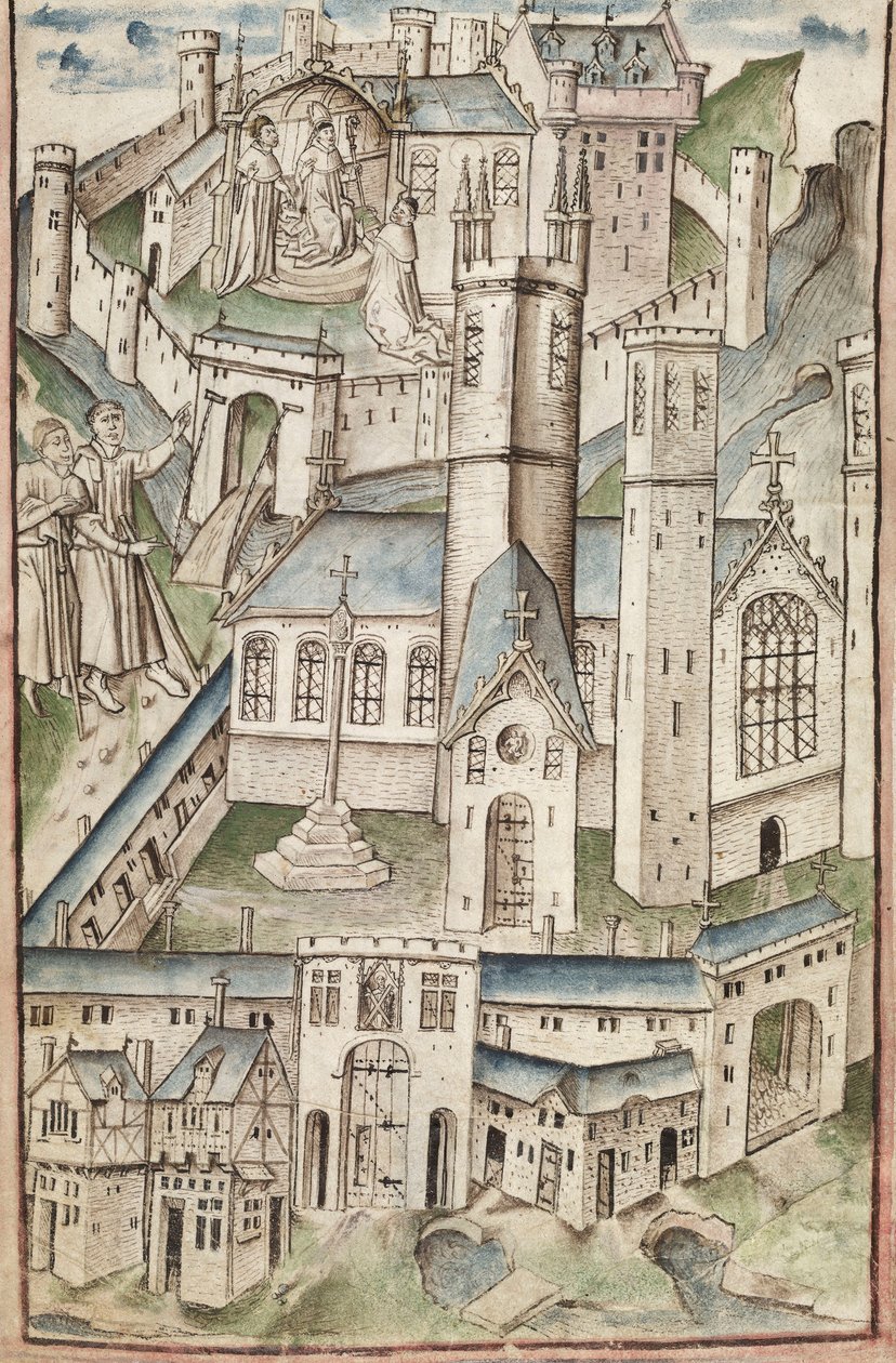 Ms. New Coll 288, f4v. (Chaundler-kézirat), William of Wykeham élete, Thomas Chaundler (toll, tinta és tempera pergamen) alkotó: English School