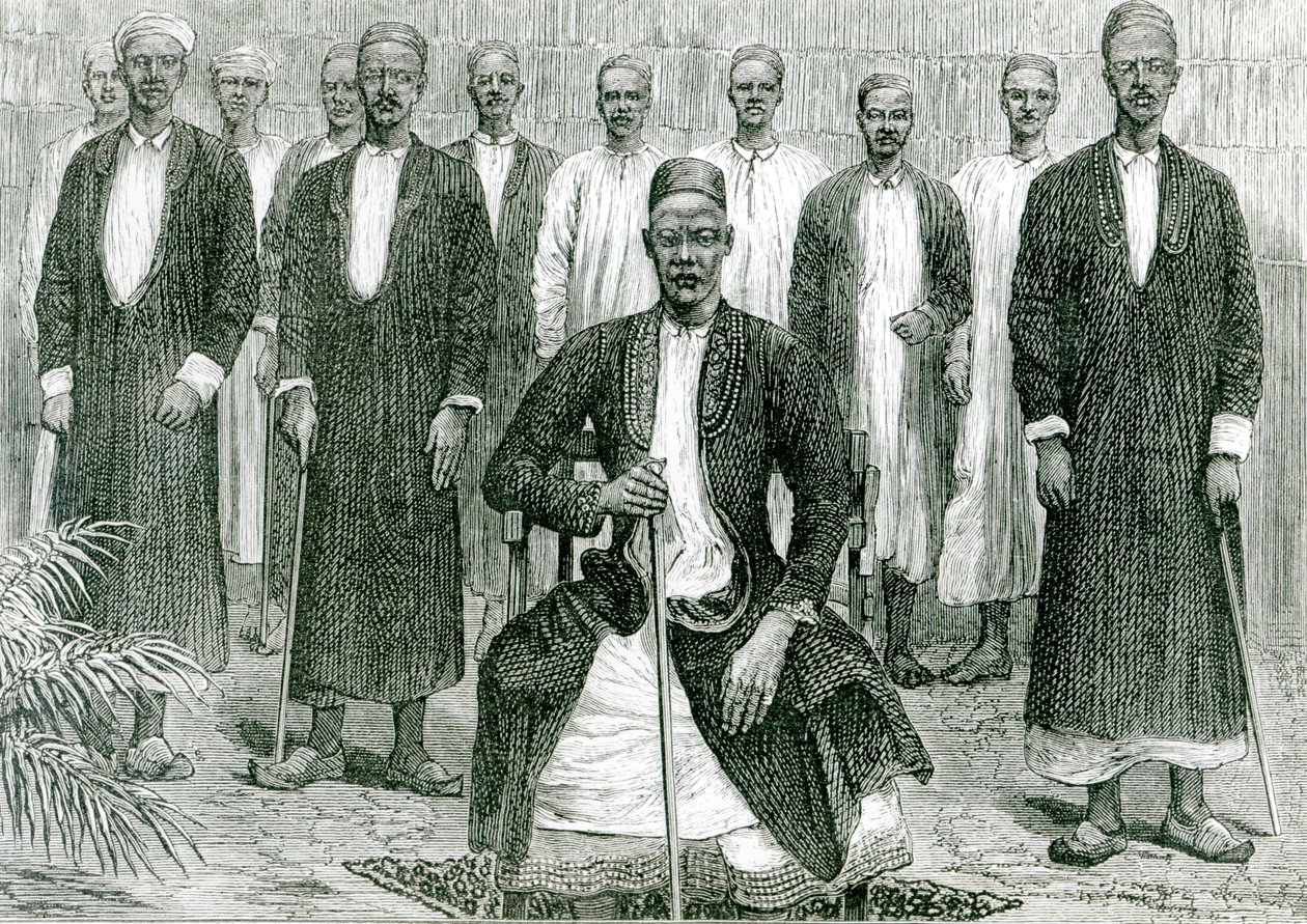 Mtesa, Uganda császára és más főnökök (litho) (bw fotó) alkotó: English School