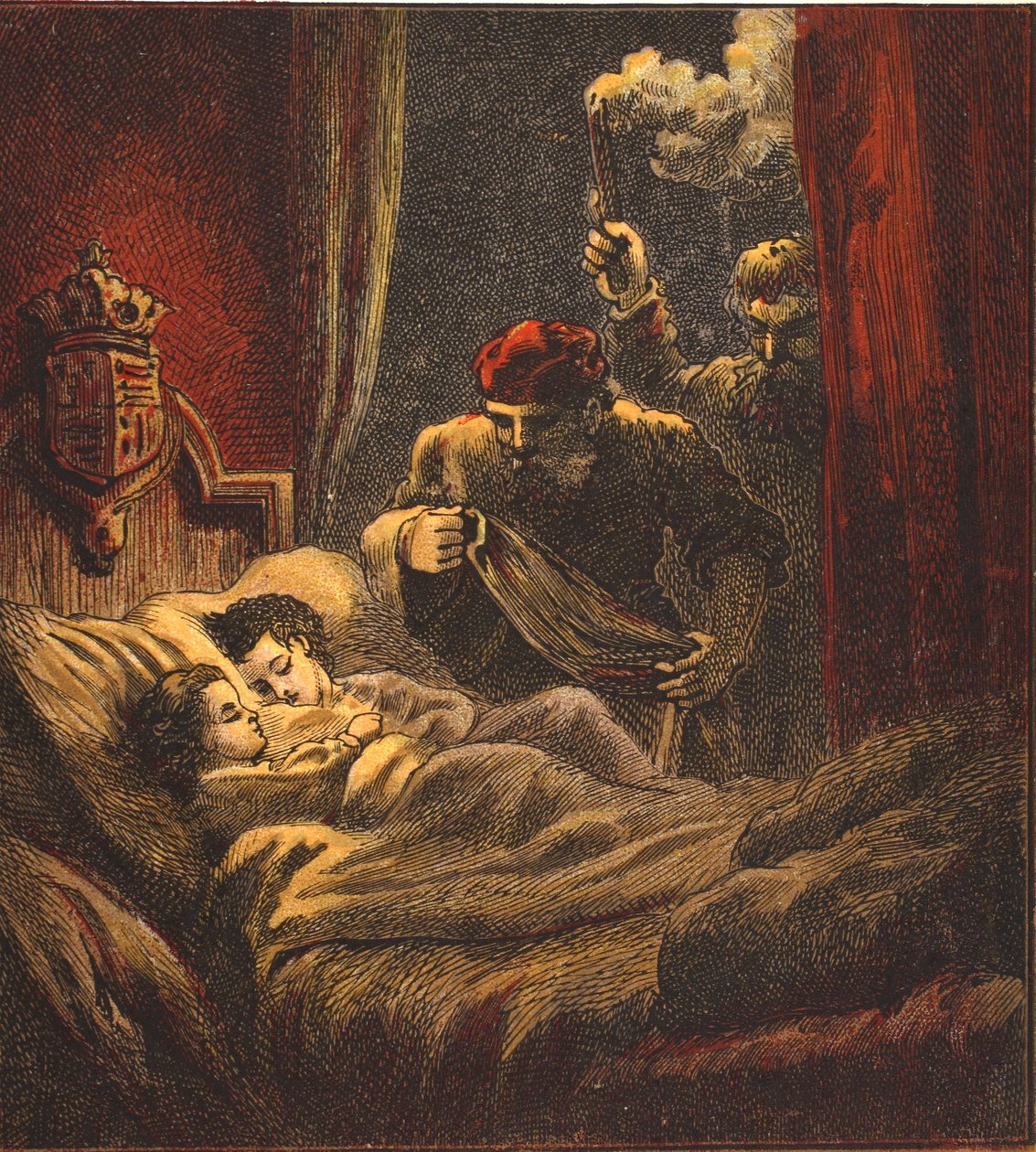A kis hercegek meggyilkolása, kocsma. 1890 (színes litográfia) alkotó: English School