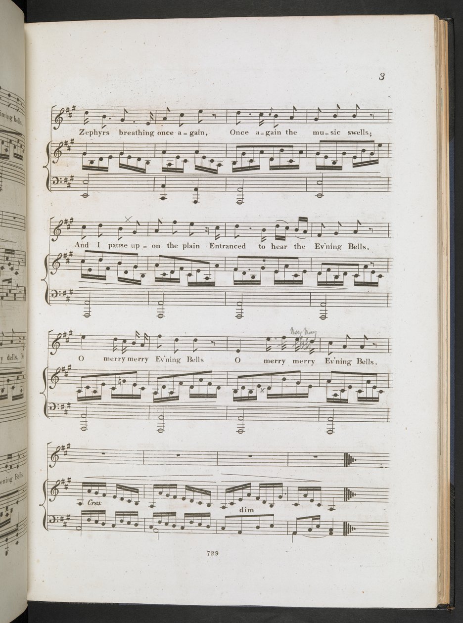 Kotta a „Sweet the Merry Bells Ring Round” című dalhoz, John Clare és F.W. Crouch, 1820 körül (nyomtatott) alkotó: English School