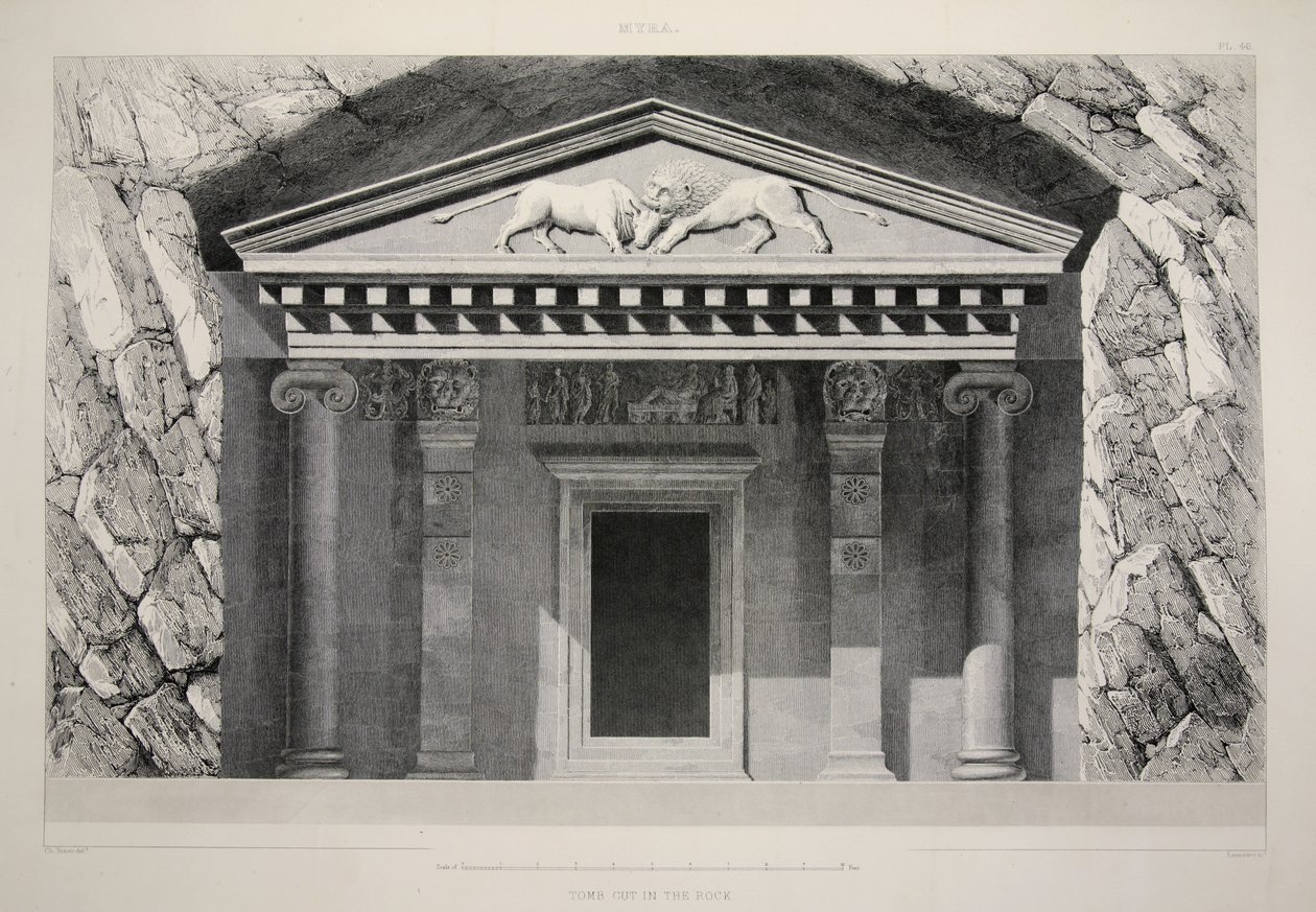 Myra - Tomb Cut in the Rock, a Kis-Ázsia fő romjaiból, pub. 1863 (litó) alkotó: English School