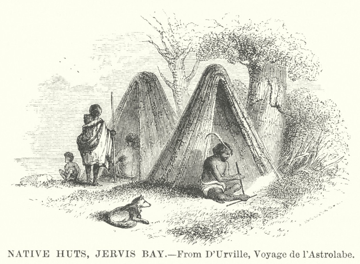 Bennszülött kunyhók, Jervis Bay (metszet) alkotó: English School