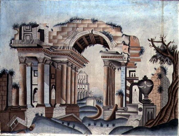 Neoklasszikus romok, 1820 körül (akvarell, papír) alkotó: English School