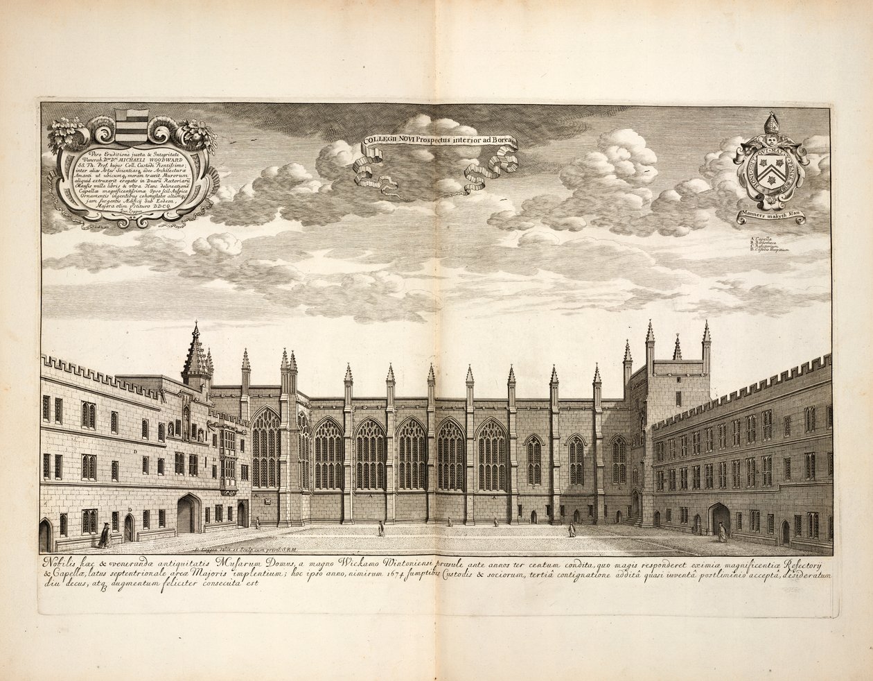 New College, 20. lemez, Oxonia Illustrata, David Loggon, Oxford 1675 alkotó: English School